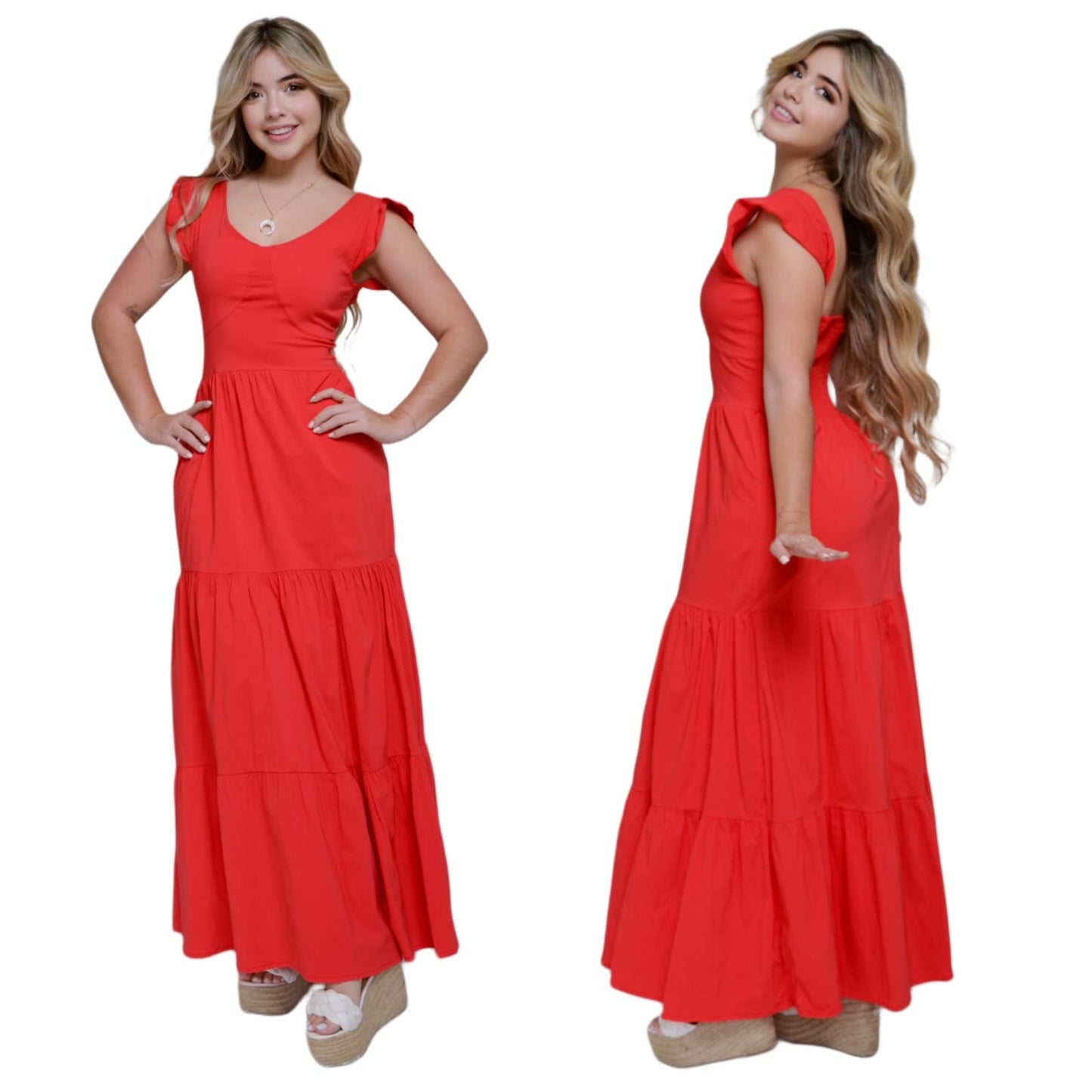 Vestido Largo con Hombros